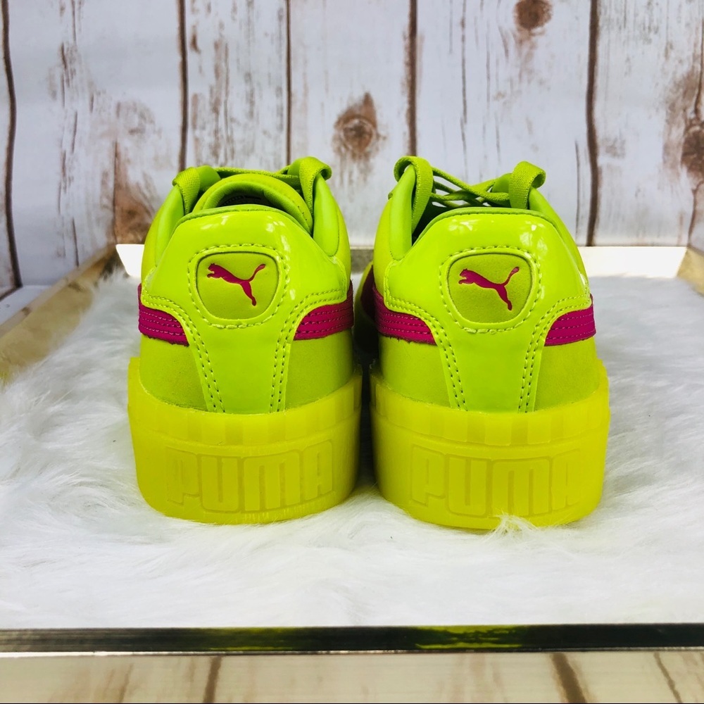 New Rare Puma Cali 90s Neon Lime Fuchsia Sneakers - Picture 6 of 8